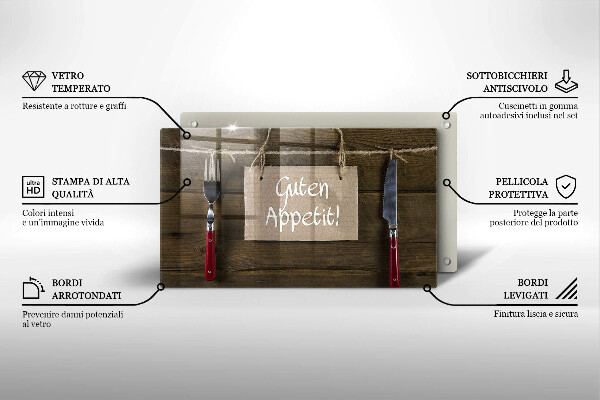 Glas Herdabdeckplatte Guten Apetit