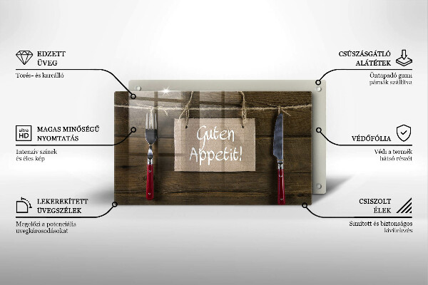 Glas Herdabdeckplatte Guten Apetit