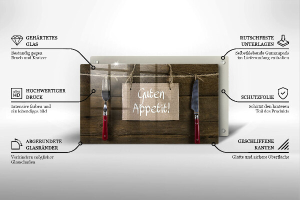 Glas Herdabdeckplatte Guten Apetit