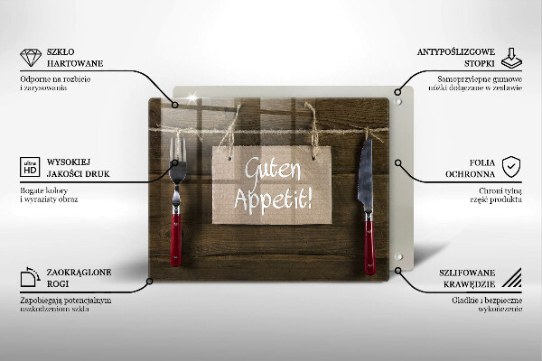 Glas Herdabdeckplatte Guten Apetit