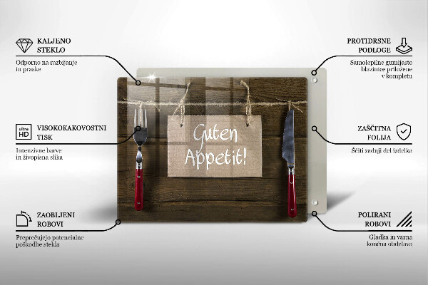 Glas Herdabdeckplatte Guten Apetit