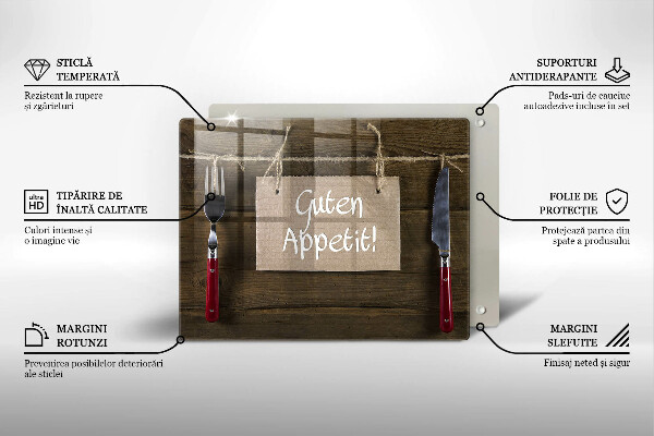 Glas Herdabdeckplatte Guten Apetit