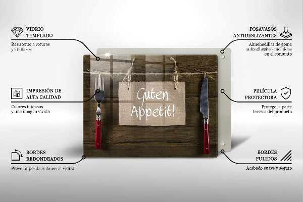 Glas Herdabdeckplatte Guten Apetit