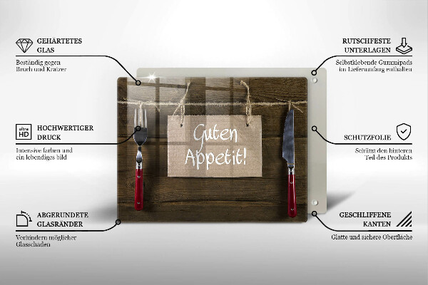 Glas Herdabdeckplatte Guten Apetit