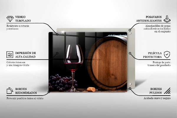 Glas Herdabdeckplatte Fassweinglas