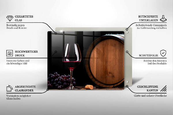 Glas Herdabdeckplatte Fassweinglas