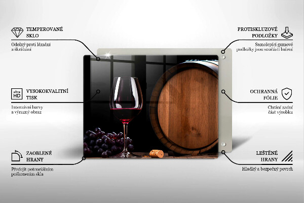 Glas Herdabdeckplatte Fassweinglas