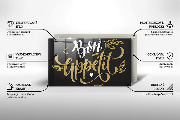 Glas Herdabdeckplatte Bon Appetit