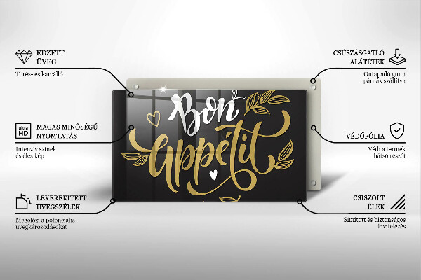 Glas Herdabdeckplatte Bon Appetit