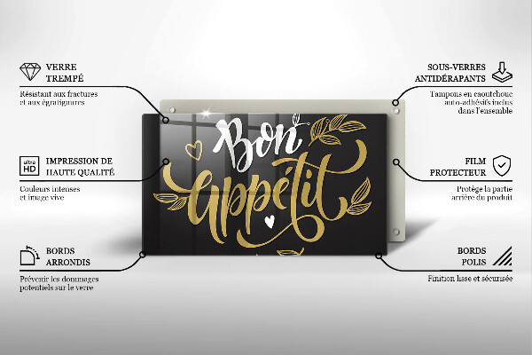 Glas Herdabdeckplatte Bon Appetit