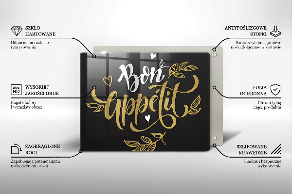 Glas Herdabdeckplatte Bon Appetit