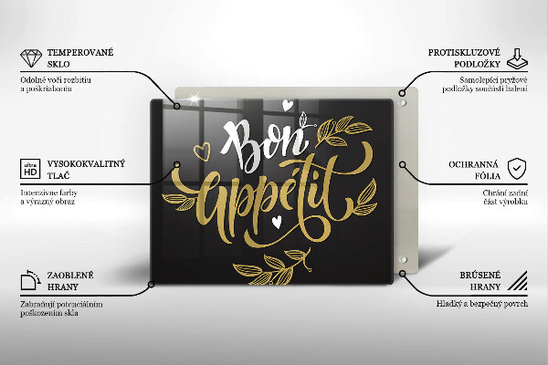 Glas Herdabdeckplatte Bon Appetit