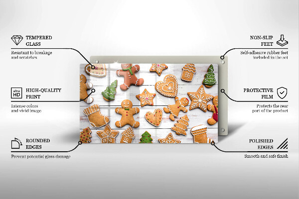 Glas Herdabdeckplatte Weihnachtslebkuchen