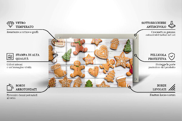 Glas Herdabdeckplatte Weihnachtslebkuchen