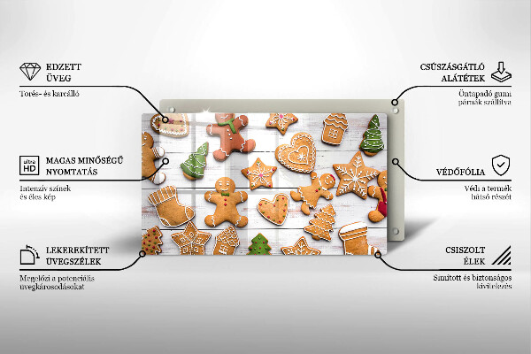 Glas Herdabdeckplatte Weihnachtslebkuchen
