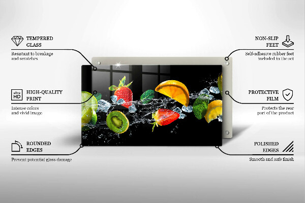 Glas Herdabdeckplatte Früchte im Wasser