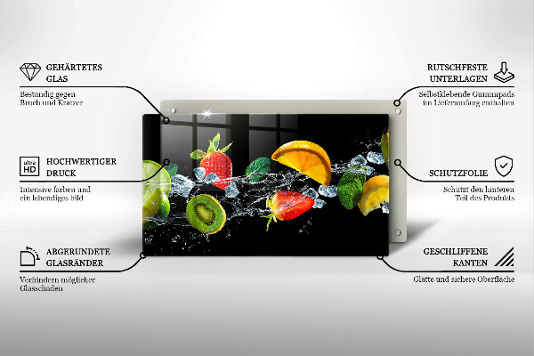 Glas Herdabdeckplatte Früchte im Wasser