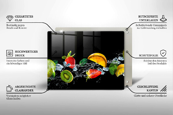 Glas Herdabdeckplatte Früchte im Wasser