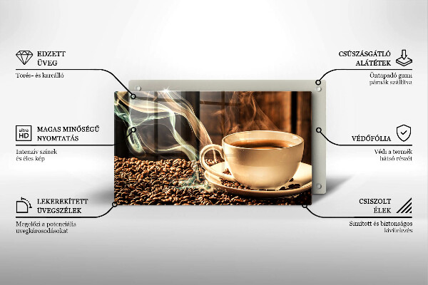 Glas Herdabdeckplatte Tasse und Kaffeebohnen