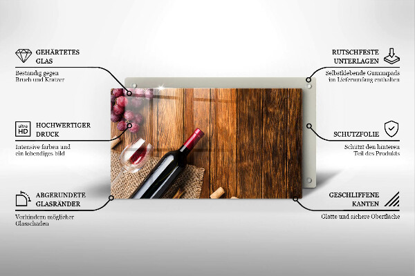 Glas Herdabdeckplatte Eine Flasche Rotwein