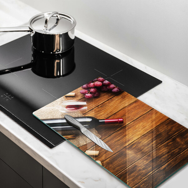 Glas Herdabdeckplatte Eine Flasche Rotwein