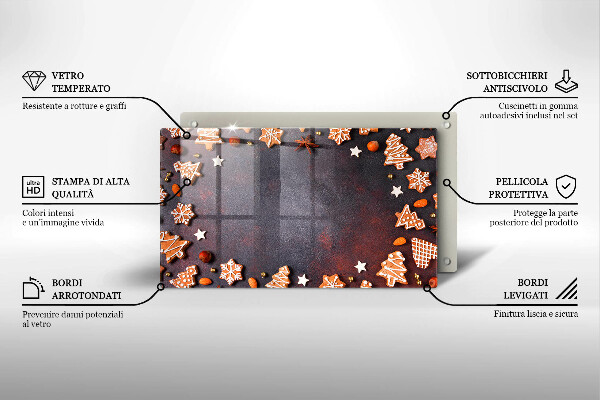 Glas Herdabdeckplatte Lebkuchenweihnachten