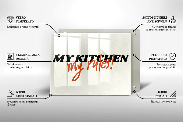 Glas Herdabdeckplatte My kitchen my rules