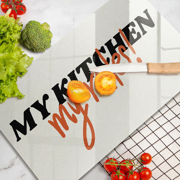 Glas Herdabdeckplatte My kitchen my rules