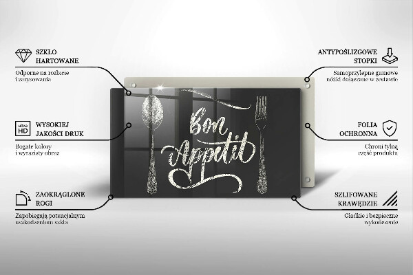 Glas Herdabdeckplatte Bon Appetit