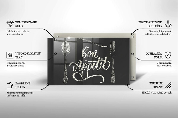 Glas Herdabdeckplatte Bon Appetit