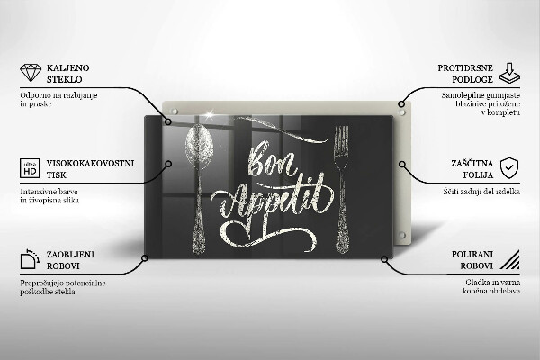 Glas Herdabdeckplatte Bon Appetit