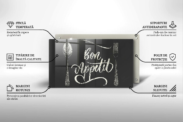 Glas Herdabdeckplatte Bon Appetit