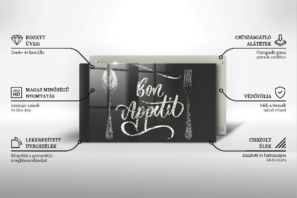 Glas Herdabdeckplatte Bon Appetit