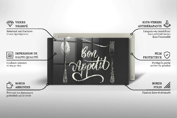 Glas Herdabdeckplatte Bon Appetit