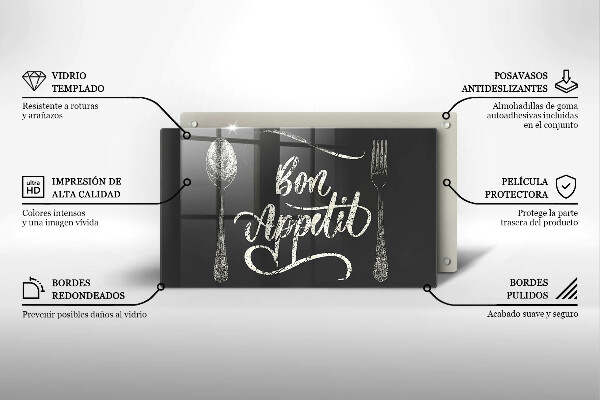 Glas Herdabdeckplatte Bon Appetit