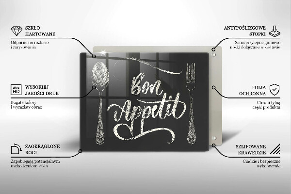 Glas Herdabdeckplatte Bon Appetit