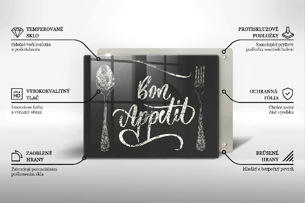 Glas Herdabdeckplatte Bon Appetit