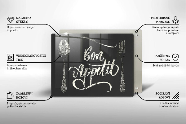 Glas Herdabdeckplatte Bon Appetit