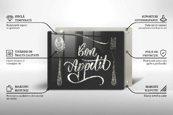 Glas Herdabdeckplatte Bon Appetit