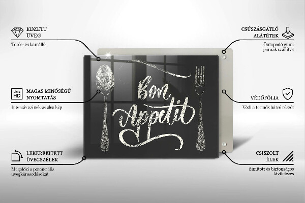 Glas Herdabdeckplatte Bon Appetit
