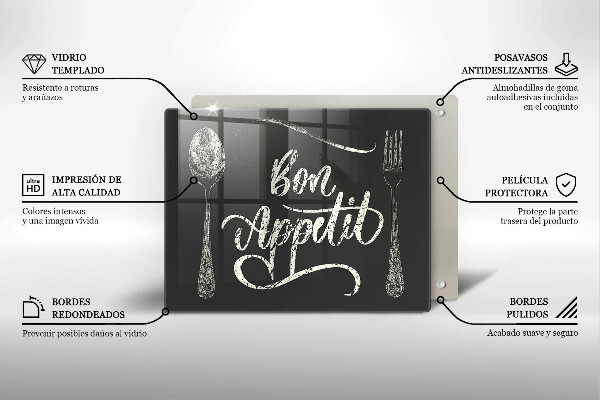 Glas Herdabdeckplatte Bon Appetit