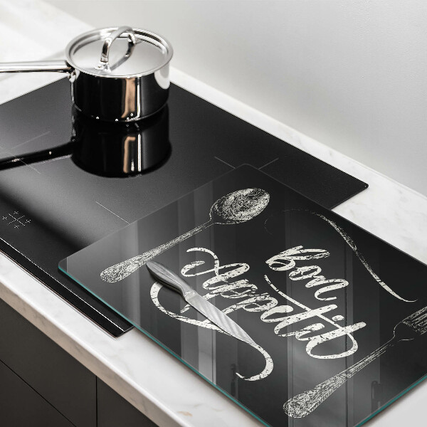 Glas Herdabdeckplatte Bon Appetit