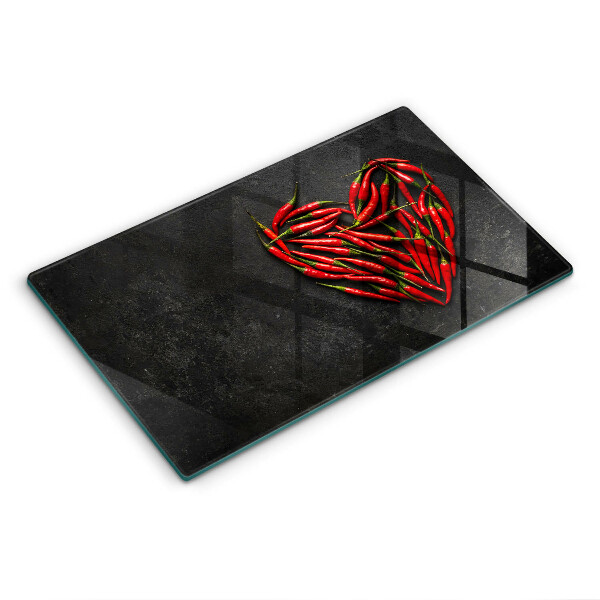Glas Herdabdeckplatte Chili-Pfeffer-Herz
