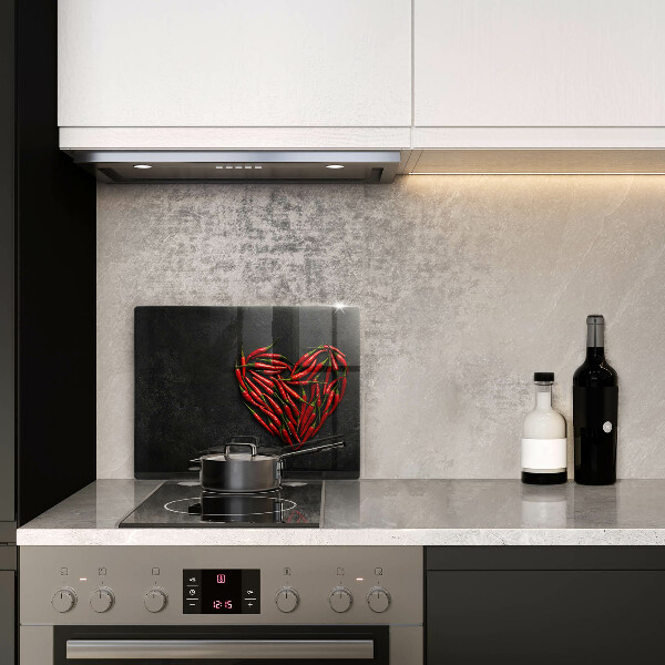 Glas Herdabdeckplatte Chili-Pfeffer-Herz