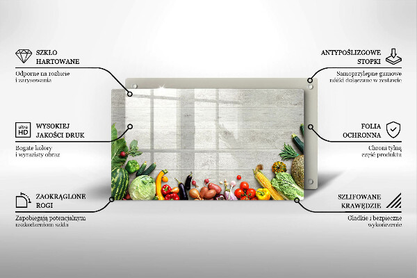 Glas Herdabdeckplatte Gemüse auf Brettern