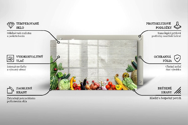 Glas Herdabdeckplatte Gemüse auf Brettern