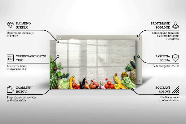 Glas Herdabdeckplatte Gemüse auf Brettern