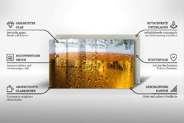 Glas Herdabdeckplatte Nasses Glas Bier