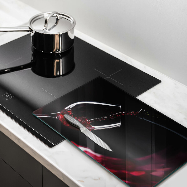 Glas Herdabdeckplatte Ein Glas Rotwein