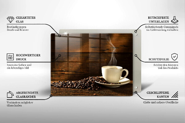 Glas Herdabdeckplatte Kaffeetasse aus Holz